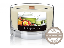 Svíčka ve skle s dřevěným knotem - aroma ovocný zelený čaj