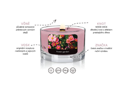 Svíčka ve skle s dřevěným knotem - aroma rozkvetlá zahrada