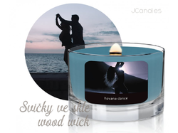 Svíčka ve skle s dřevěným knotem - aroma havanský tanec
