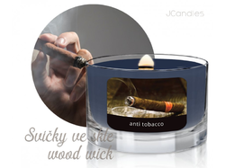 Svíčka ve skle s dřevěným knotem - aroma antitabák