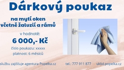 Dárkový poukaz na mytí oken  v hodnotě 6000 ,- Kč