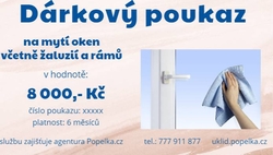 Dárkový poukaz na mytí oken  v hodnotě 8000 ,- Kč